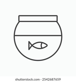 Fish bowl icon in thin black lines