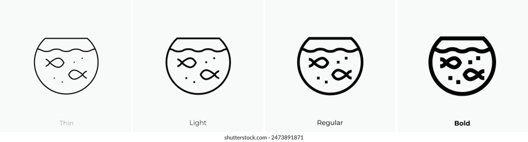 fish bowl icon. Thin, Light Regular And Bold style design isolated on white background