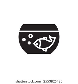 Fish bowl icon Thin line flat illustration