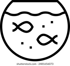 icono de pecera. Diseño de estilo lineal delgado aislado sobre fondo blanco