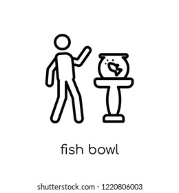 Fish bowl icon. Trendy modern flat linear vector Fish bowl icon on white background from thin line Activity and Hobbies collection, editable outline stroke vector illustration