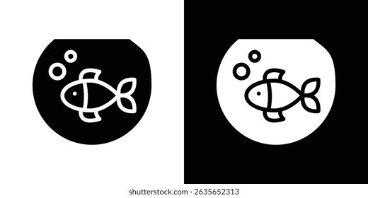 Fish bowl icon Vector in flat style. Collection silhouettes