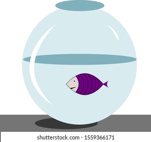 Fish in bowl, illustration, vector on white background.