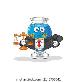 fish bowl lawyer cartoon. cartoon mascot vector