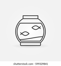 Fish bowl linear icon - vector two fish in round aquarium sign or logo element