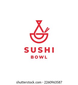 fish and bowl with lineart style for sushi or seafood restaurant logo