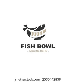 Fish bowl logo design, restaurant logo symbol minimal illustration design