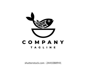 Fish bowl logo design vector icon illustration
