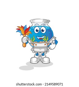 fish bowl maid mascot. cartoon vector