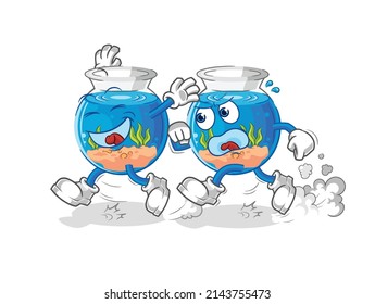 fish bowl play chase cartoon. cartoon mascot vector