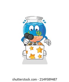 fish bowl play whack a mole mascot. cartoon vector