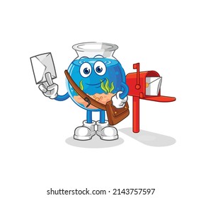 fish bowl postman vector. cartoon character