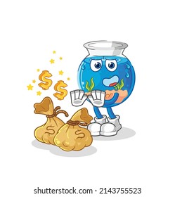 fish bowl refuse money illustration. character vector
