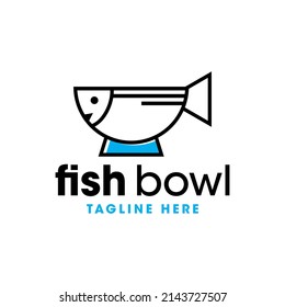 fish bowl restaurant illustration logo design