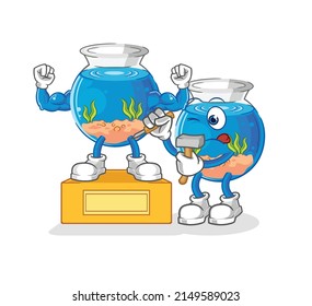 fish bowl sculptor character. cartoon mascot vector