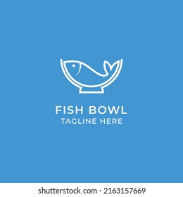 fish and bowl for sea food restaurant logo design vector illustration
