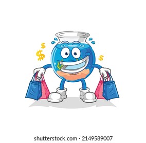 fish bowl shoping mascot. cartoon vector