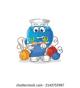 fish bowl tailor mascot. cartoon vector
