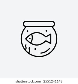 Fish bowl thin liner icon isolated.