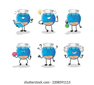 fish bowl thinking group character. cartoon mascot vector