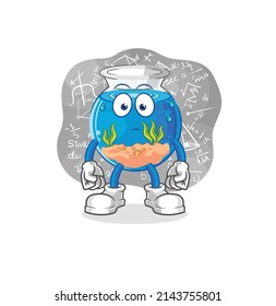 fish bowl thinking hard vector. cartoon character