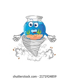 fish bowl in the tornado cartoon character vector