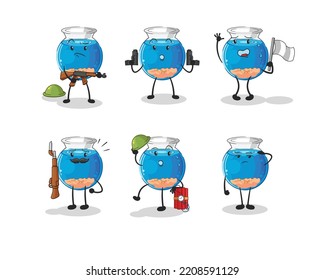 fish bowl troops character. cartoon mascot vector