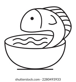 Fish in bowl vector icon design. Flat icon.