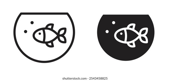 Fish bowl vector icon set in black.