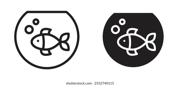 Fish bowl vector icon set black filled and outlined style.