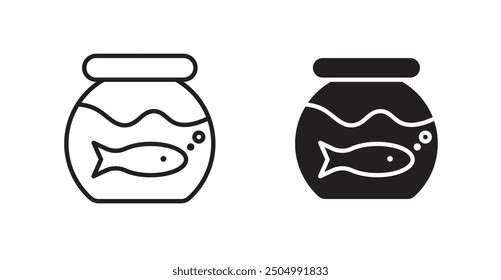 Fish bowl vector icon in solid and outline style