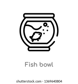 fish bowl vector line icon. Simple element illustration. fish bowl outline icon from furniture & household concept. Can be used for web and mobile