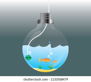 Fish Bowl Vector On  Background. Vector Illustration/eps10