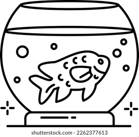 tazones de peces diseño de iconos de contorno vectorial, símbolo de mascota y veterinaria, signo de refugio animal, ilustración de critter stock, concepto de acuaria en forma de cuenco