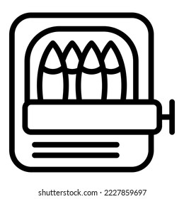 Fisch-Box-Symbol Umrandungsvektor. Sardinisches Öl. Seekonserven