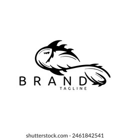 Fish brand logo template in line art style design
