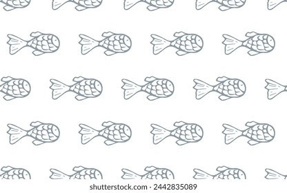 fish. bubble. seashell. the pattern. seamless pattern. drawing. vector. for textiles, wrappers. packages. the pattern is drawn in the doodle style. sea. ocean. animals.