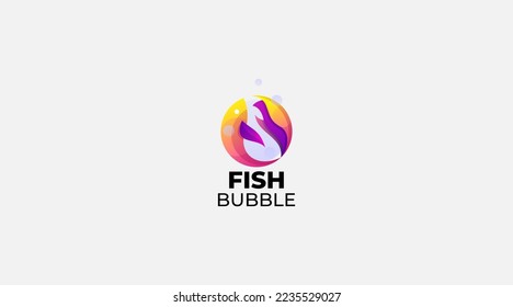 Fish bubble vector logo design illustration icon