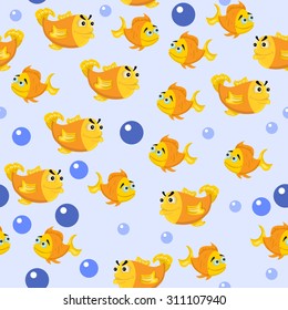 fish and bubbles seamless pattern