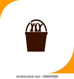 Fish in a bucket sign. Brown icon on white background