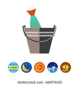 Fish in bucket vector icon
