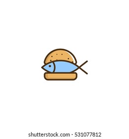 Fish Burger Vector Logo Design Element