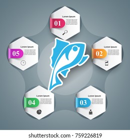 Fish business paper infographic. Vector eps 10