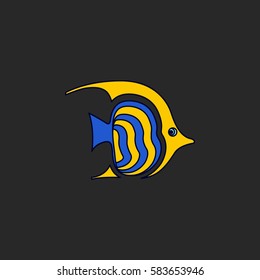 Fish butterfly symbol simple flat icon on background