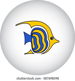 Fish butterfly symbol simple flat icon on background