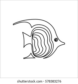 Fish butterfly symbol simple line icon on background