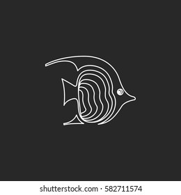 Fish butterfly symbol simple line icon on background