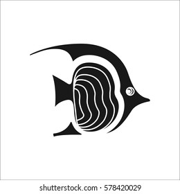 Fish butterfly symbol simple silhouette icon on background