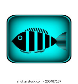 Fish button on white background. Vector illustration.