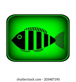 Fish button on white background. Vector illustration.